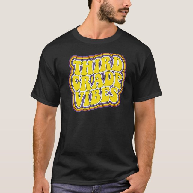 Third Grade Vibes Retro Back To School New 3rd Gra T-Shirt (Front)