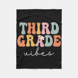 Third Grade Vibes Retro Groovy Vintage First Day O Fleece Blanket