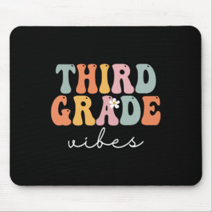 Third Grade Vibes Retro Groovy Vintage First Day O Mouse Pad