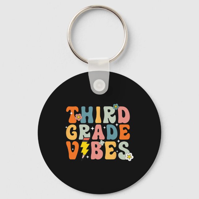 Third Grade Vibes Shirt 3rd Retro Back To School K Key Ring (Front)