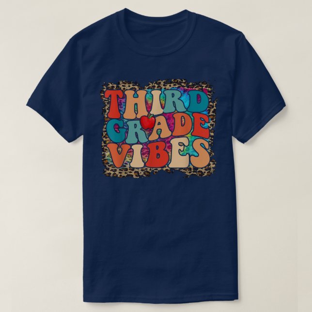 Third grade vibes, Teacher 3rd Grade Apple Leopard T-Shirt (Design Front)