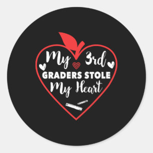 Third Grader Stole My Heart Valentines Day Teacher Classic Round Sticker