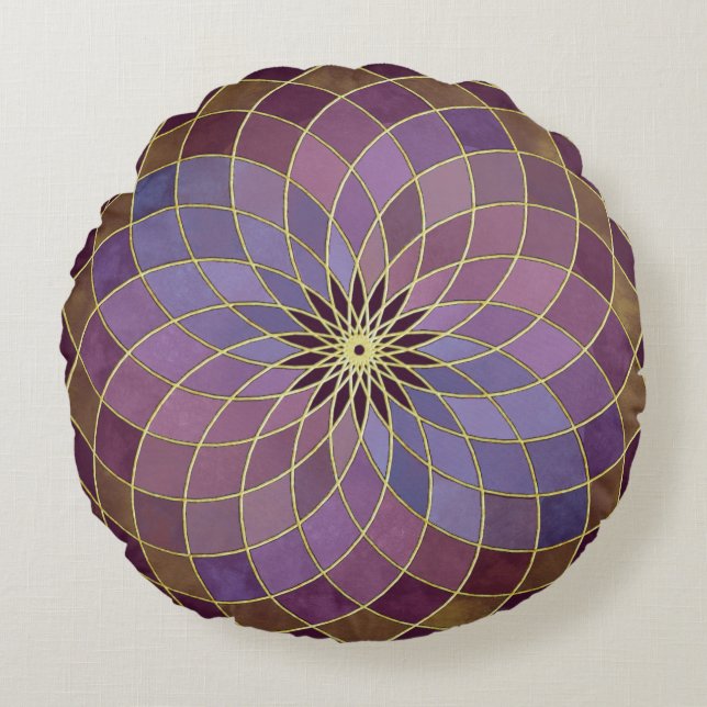 "Third Harmonic Lotus of Life" Round Pillow (Front)