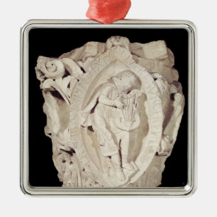 Third Key of Plainsong with a lute player Metal Ornament