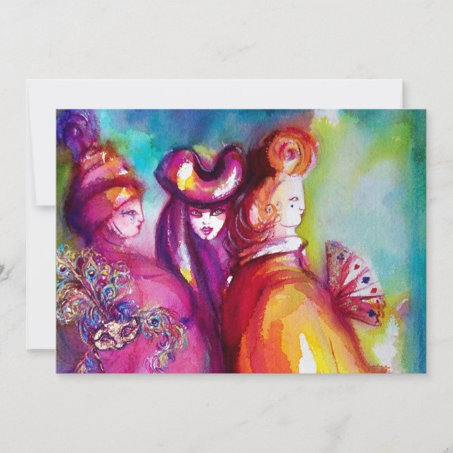 THIRD MASK masquerade ball ,gold red yellow blue Announcement (Front)