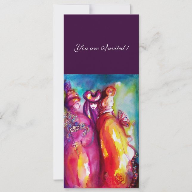 THIRD MASK masquerade ball ,gold red yellow blue Invitation (Front)