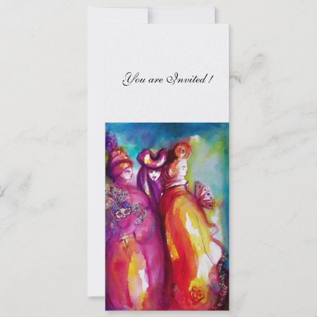 THIRD MASK masquerade party ,gold red white ice Invitation (Front)