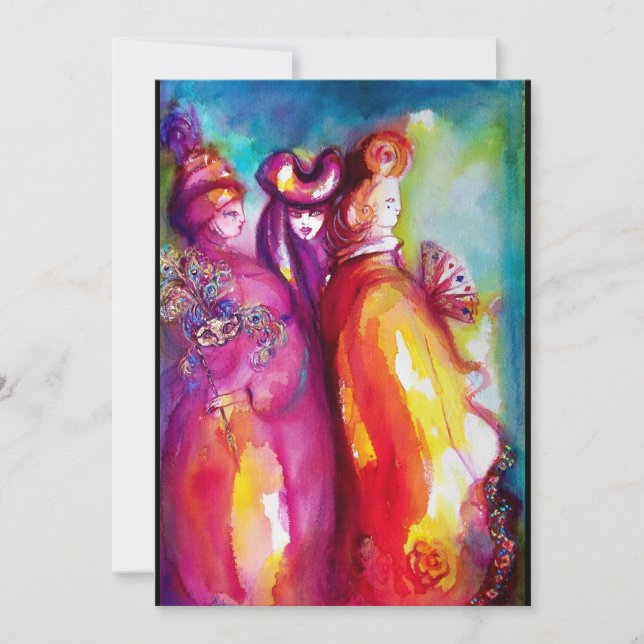 THIRD MASK ,masquerade party, gold red yellow blue Announcement (Front)