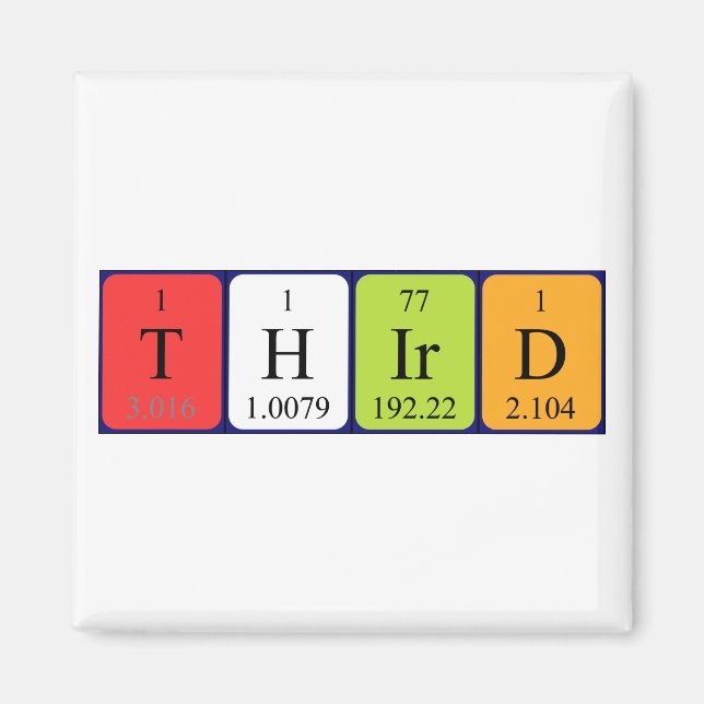 Third periodic table name magnet (Front)
