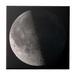 Third quarter phase moon NASA image Ceramic Tile