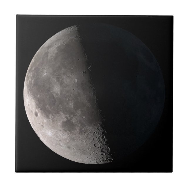 Third quarter phase moon NASA image Ceramic Tile (Front)