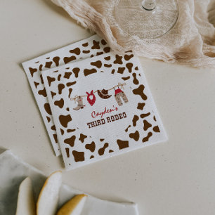 Third Rodeo Western Cowboy 3rd Birthday Napkin