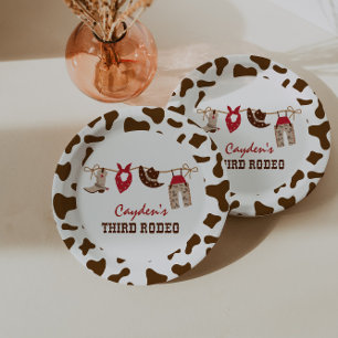 Third Rodeo Western Cowboy 3rd Birthday Paper Plate
