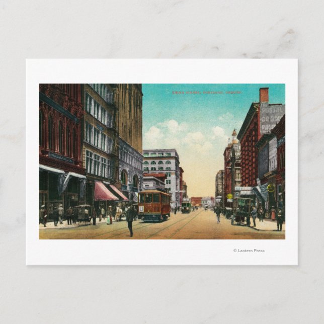 Third Street in Portland, Oregon Postcard (Front)
