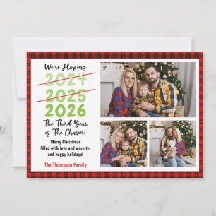 Third Year is a charm 3 Family Photos Christmas Holiday Card