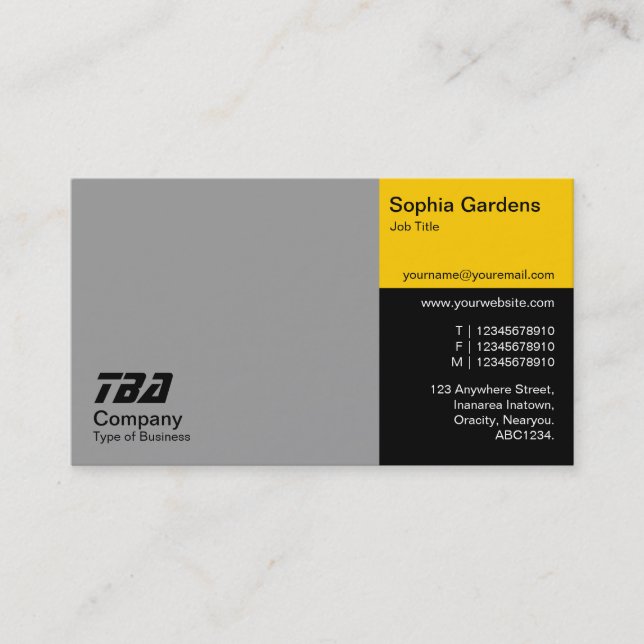 Thirds - Grey, Amber and Black Business Card (Front)