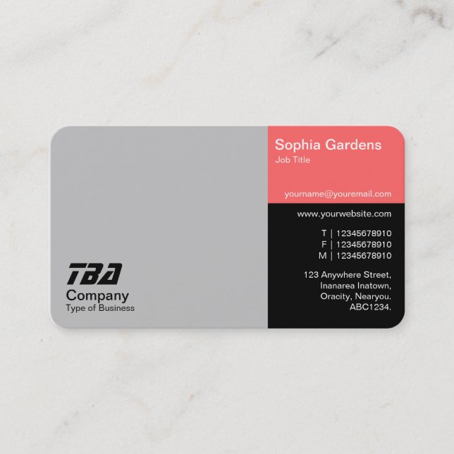 Thirds - Lt Grey, Tropical Pink and Black Business Card (Front)
