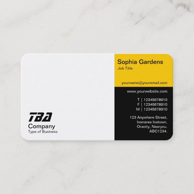 Thirds - White, Amber and Black (Eggshell) Business Card (Front)