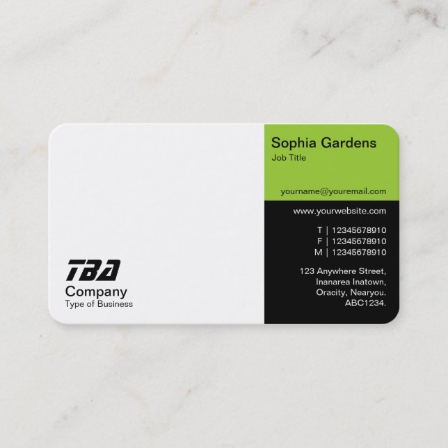 Thirds - White, Martian Green and Black Business Card (Front)