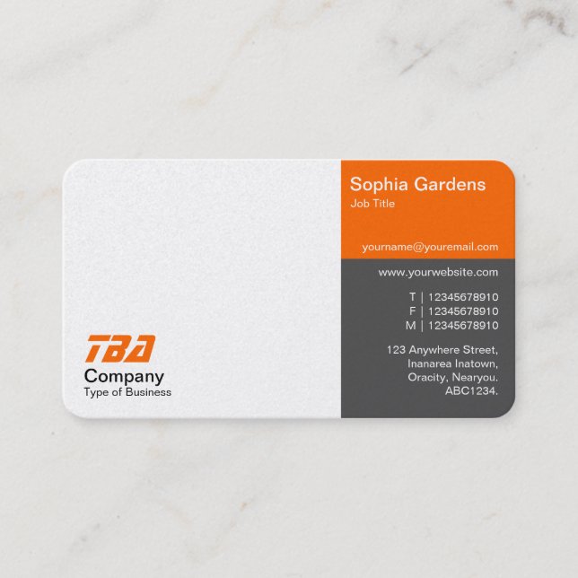 Thirds - White, Orange and Grey (Gold) Business Card (Front)