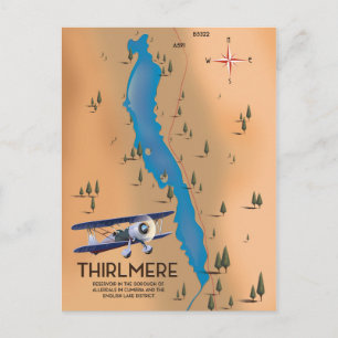 Thirlmere Reservoir Lake District Map Postcard