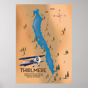 Thirlmere Reservoir Lake District Map Poster