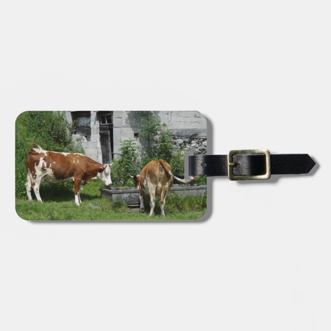 Thirsty Fleckvieh Luggage Tag (Front Horizontal)