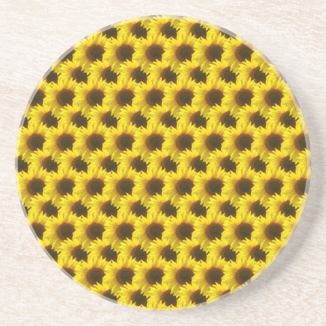 Thirsty? Fun Sandstone Sunflower Coaster (Front)