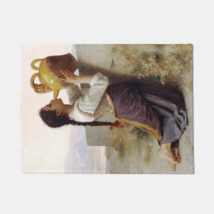 Thirsty Girl Drinking from a Jug (Rural Landscape) Doormat