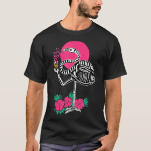 Thirsty Skeleton Flamingo Animal Tropical Bird T-Shirt