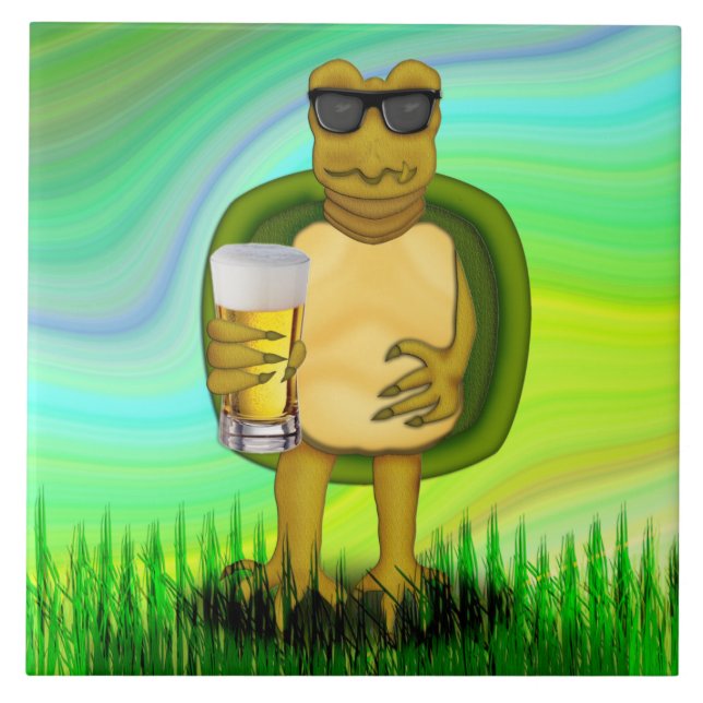 Thirsty Turtle Ceramic Tile (Front)