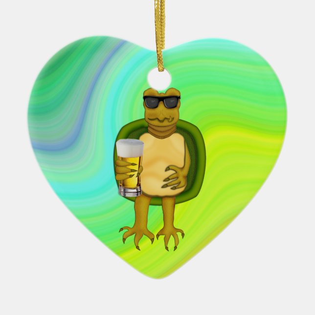 Thirsty Turtle Ceramic Tree Decoration (Front)