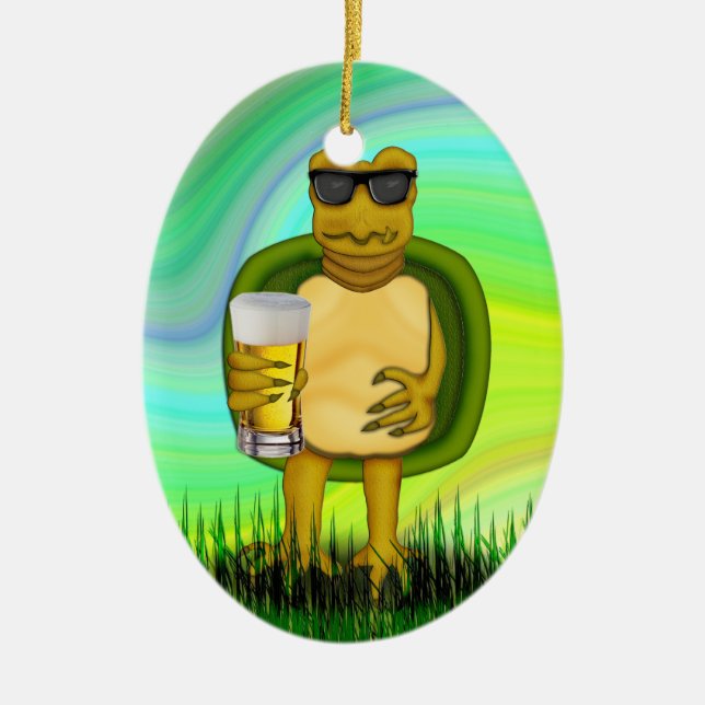Thirsty Turtle Ceramic Tree Decoration (Front)