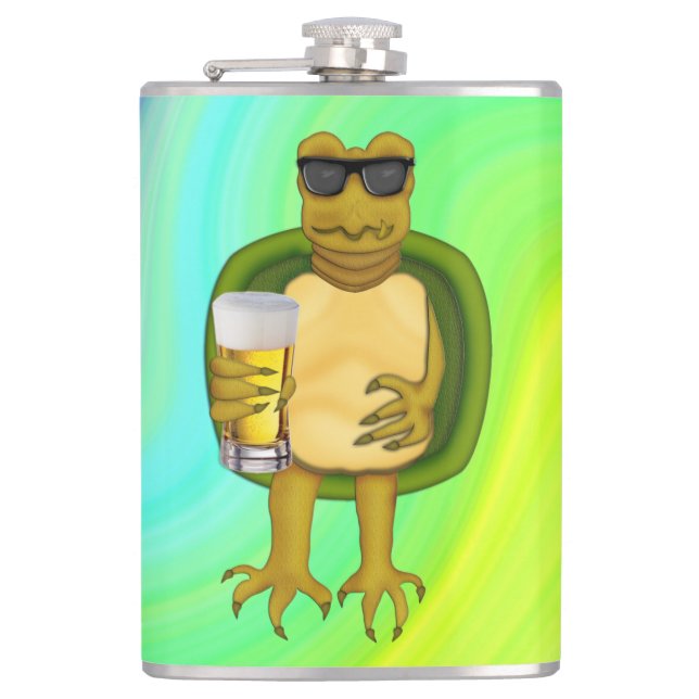 Thirsty Turtle Hip Flask (Front)