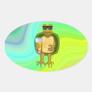 Thirsty Turtle Oval Sticker