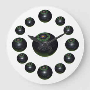 Thirteen Black Lawn Bowls, Large Clock