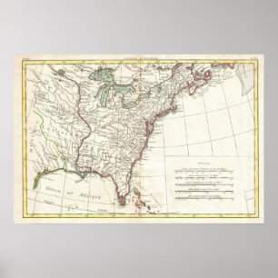 Thirteen Colonies Vintage Map (1776) Poster