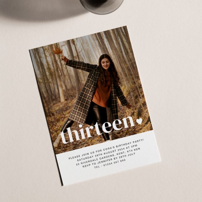 Thirteen Heart Photo Birthday Invitation  (Creator Uploaded)