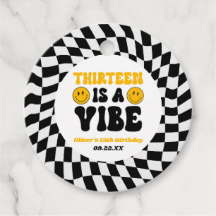 Thirteen Is A Vibe Retro 13th Birthday Party Favour Tags
