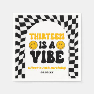 Thirteen Is A Vibe Retro 13th Birthday Party Napkin