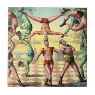 Thirteen Men Doing Acrobatics Ceramic Tile