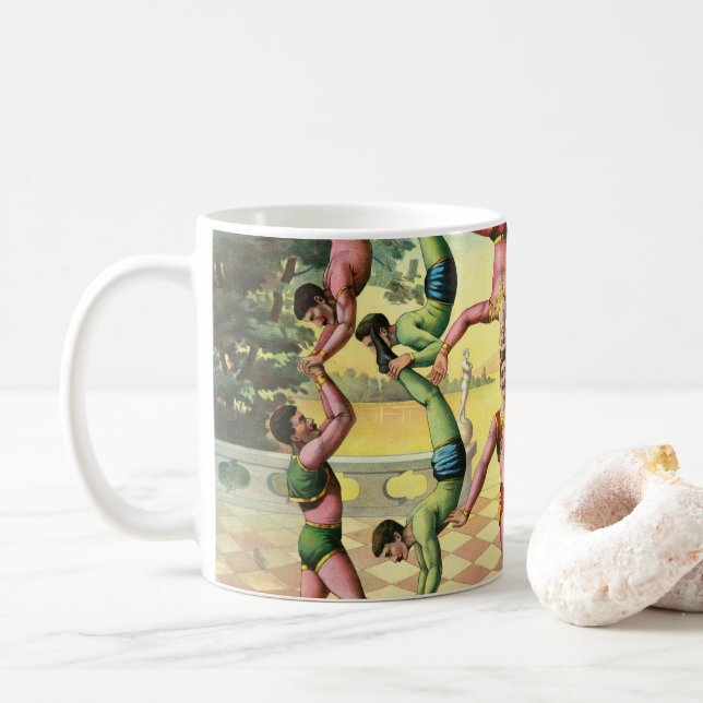 Thirteen Men Doing Acrobatics Coffee Mug (With Donut)