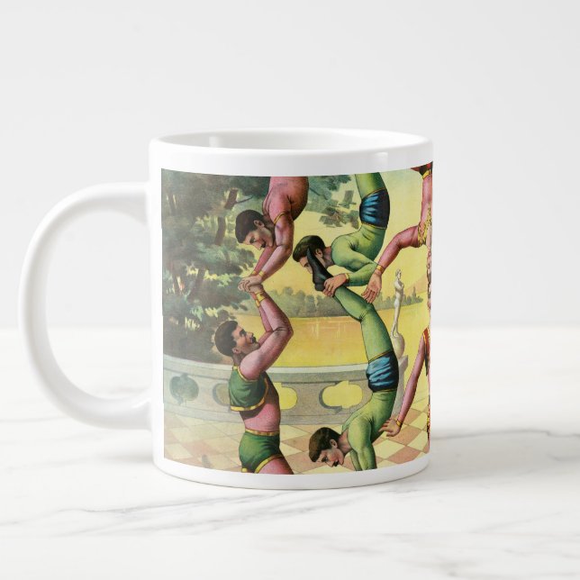 Thirteen Men Doing Acrobatics Large Coffee Mug (Left)