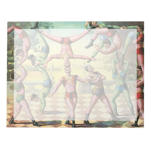 Thirteen Men Doing Acrobatics Notepad (Front)