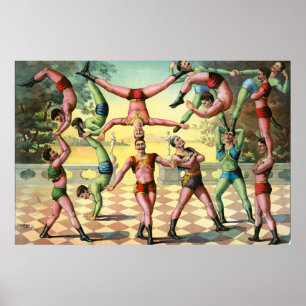 Thirteen Men Doing Acrobatics Poster