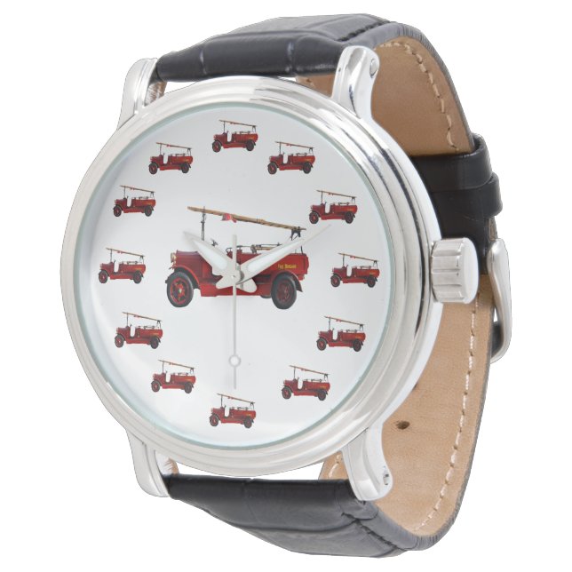 Thirteen Red Vintage Fire Trucks, Watch (Angled)
