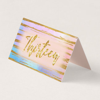 Thirteenth Birthday Gold Glitter Lolly Favour Bag Business Card