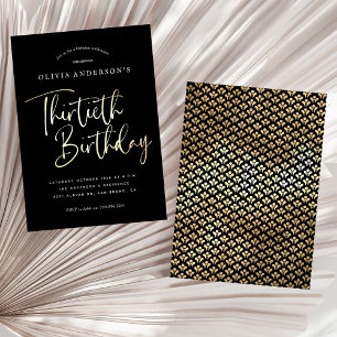 Thirtieth Black, White & Gold 30th Birthday Party Invitation