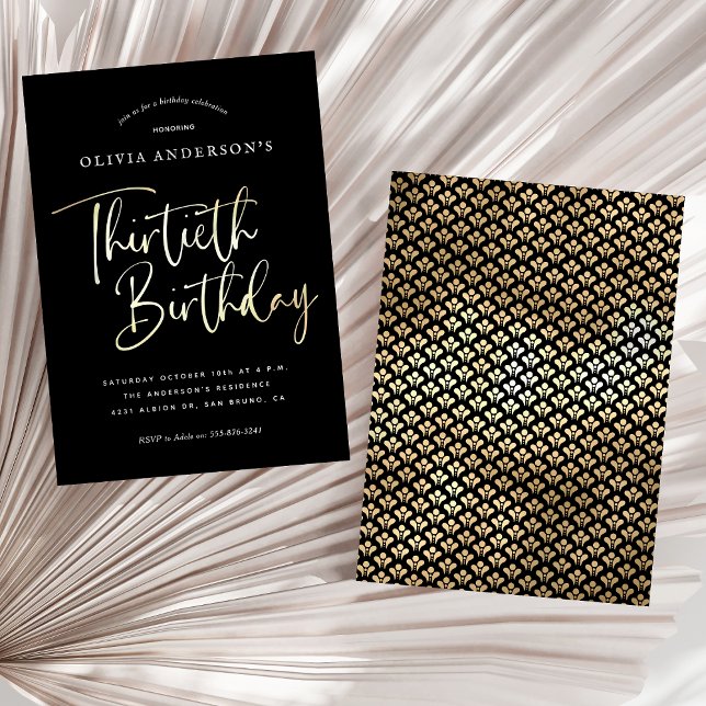 Thirtieth Black, White & Gold 30th Birthday Party Invitation (Creator Uploaded)