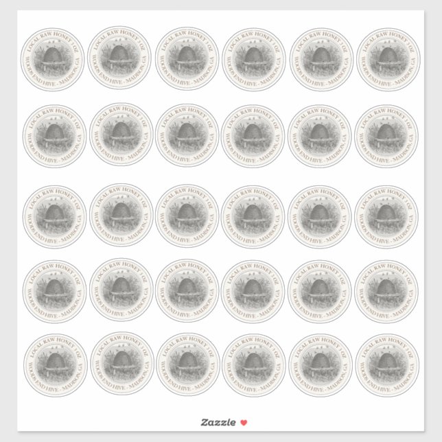 Thirty 2-inch Vinyl LOCAL HONEY mini jar LABELS  (Sheet)